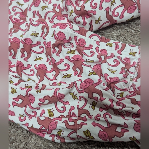 Roller Rabbit Pink Monkeys Pajamas Preppy Cute Cotton 2 piece set - Picture 6 of 7